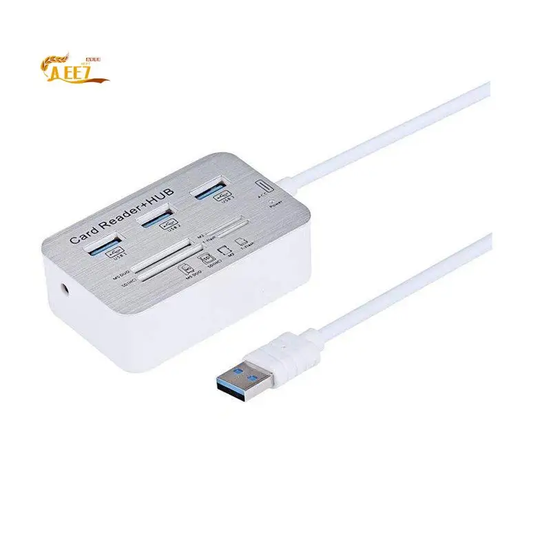 AEE7-7In One HUB+4 Ports Expander SD TF MS M2 MMC Memory Card Reader Adapter For U Disk PC Laptop Mouse Keyboard
