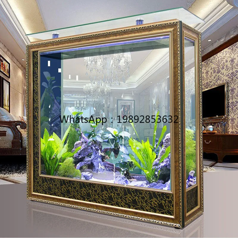 YFY Rectangular Floor Fish Tank Screen Partition  Living Room Ecological Medium-sized Household Aquarium Ecological Fish Tank
