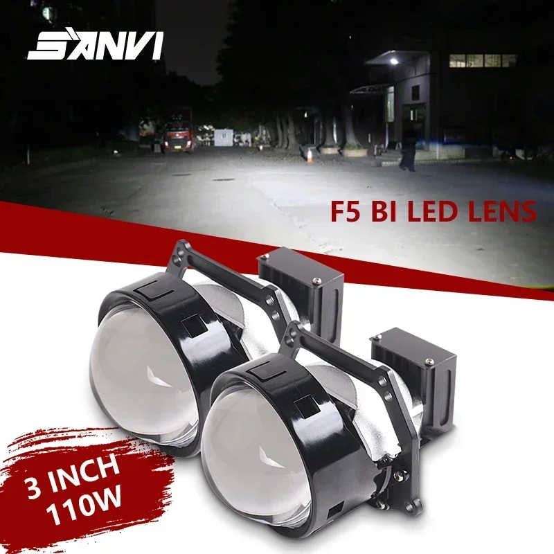 

Sanvi F5 3.0 inch Car Bi LED Projector Lens Headlight 12V 124W 5500K For H4 H7 9005 9006 Car Accessories RHD LHD Universal