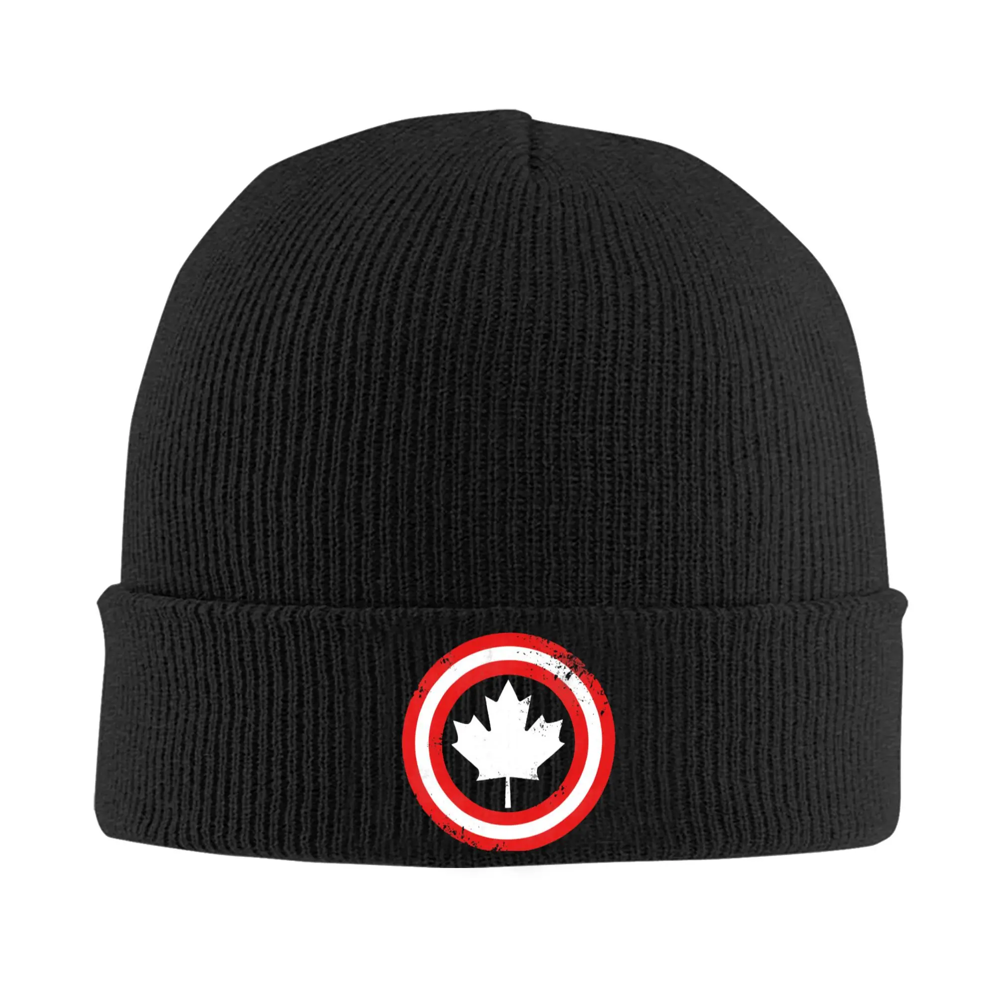 

Captain Canada White Leaf Knitted Hat Beanies Winter Hats Warm Unisex Casual captain america Cap for Men Women Gifts