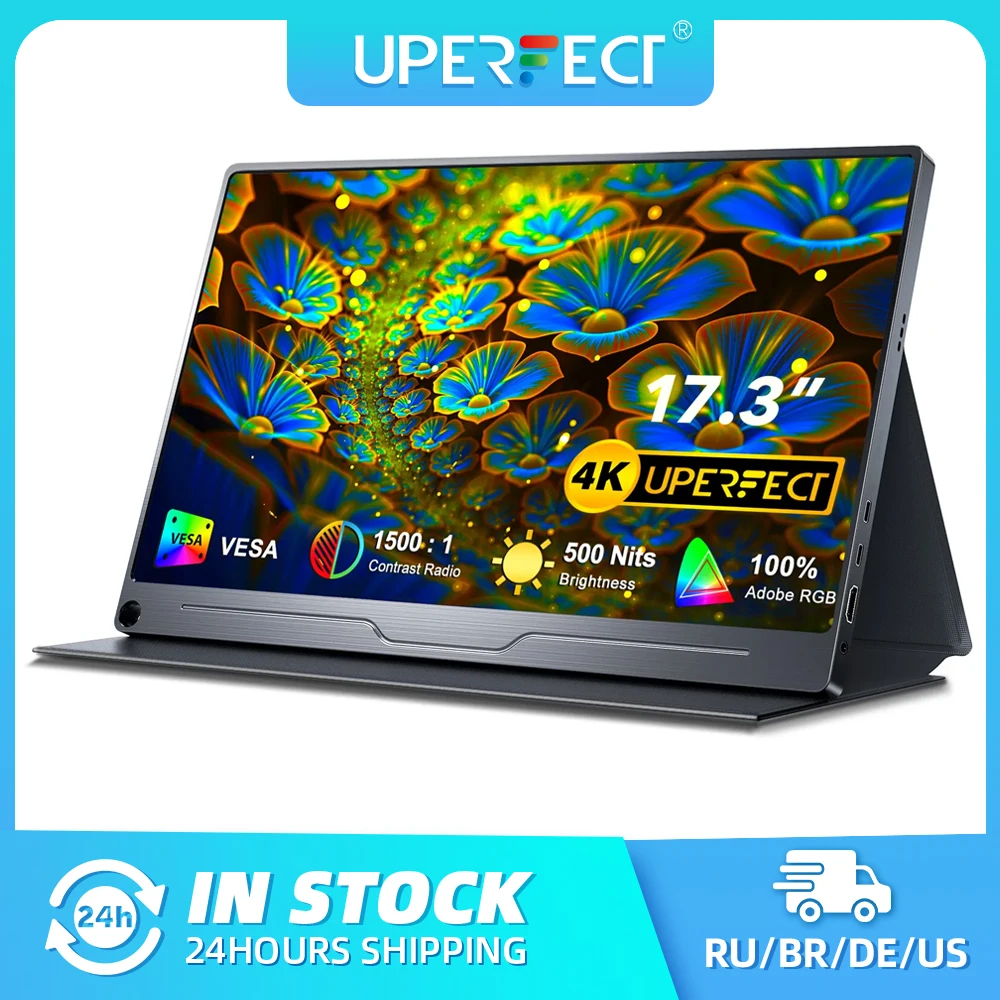 UPERFECT 17.3 Inch 4K Portable Monitor 3840*2160 500Nits IPS External Display Game PC Screen For Switch Laptop Mac Xiaomi Huawei