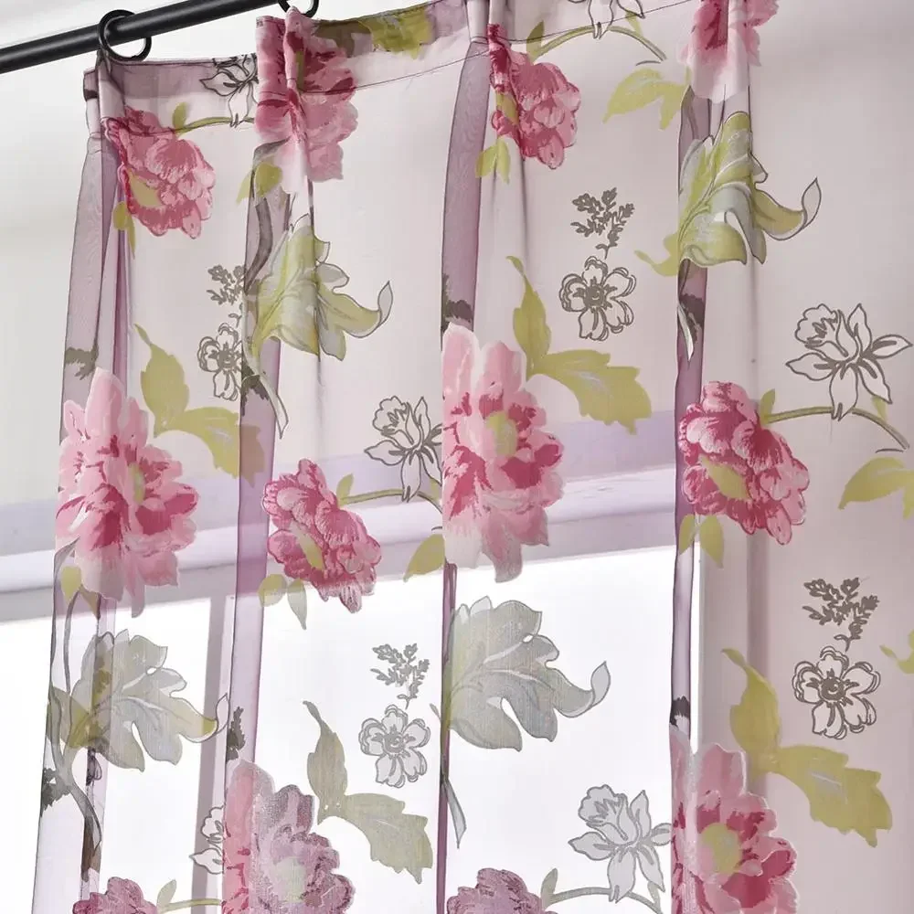 NAPEARL 1 Panel New Classical Flower Curtain Window Screening Customize Finished Products Purple Tulle Drape