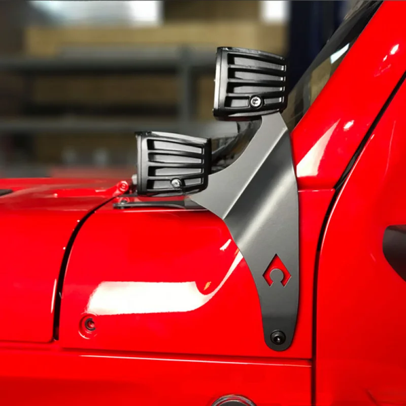 For Jeep Wrangler A-Pillar Dual LED Cube Light Holder Off-Road Modification Bracket Long Strip Work