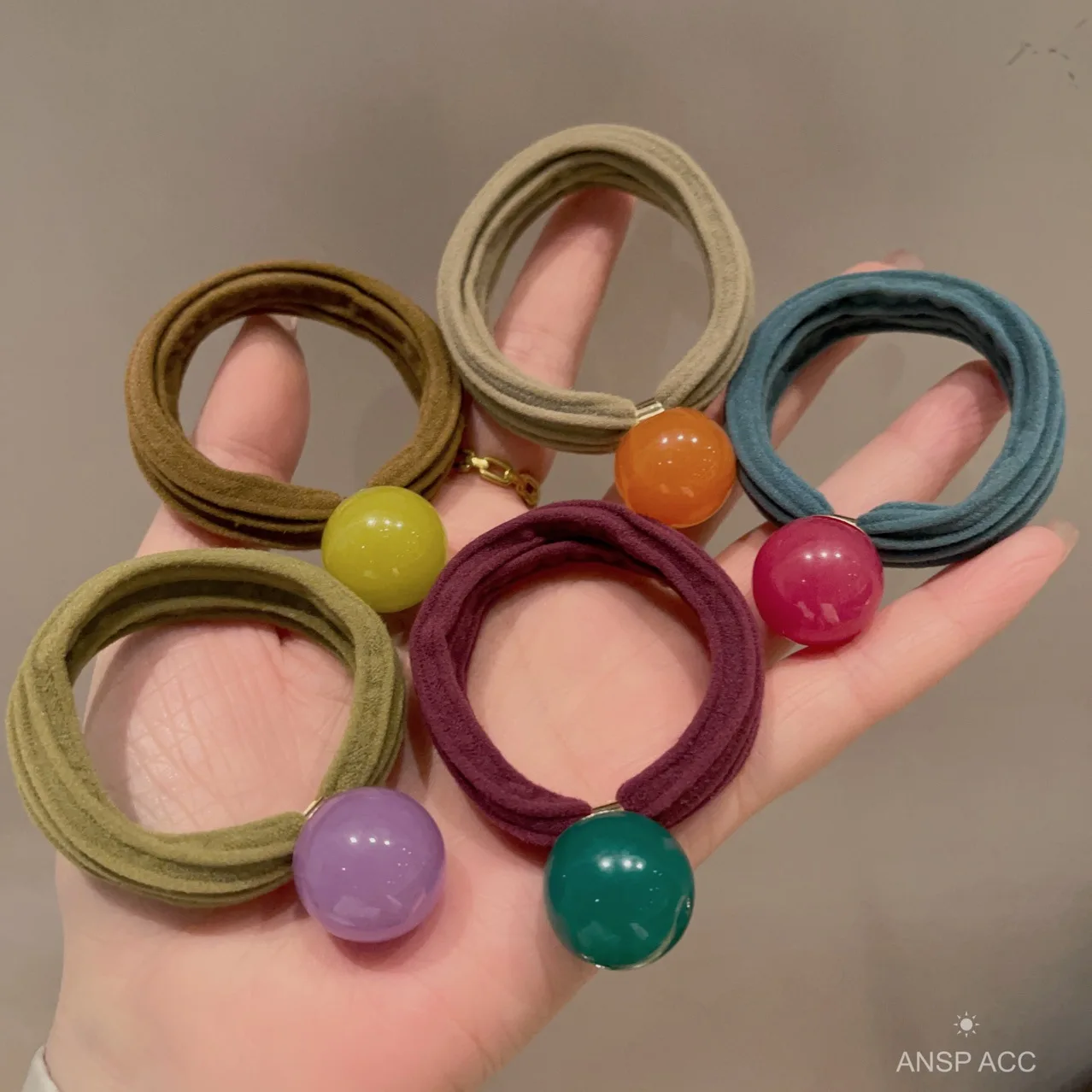 Cute Colorful Ball Hair Ropes for Girls Korean Children Daily Use Geometric Ball Hair Rings Elastic Hair Bands Kids Rubber Bands