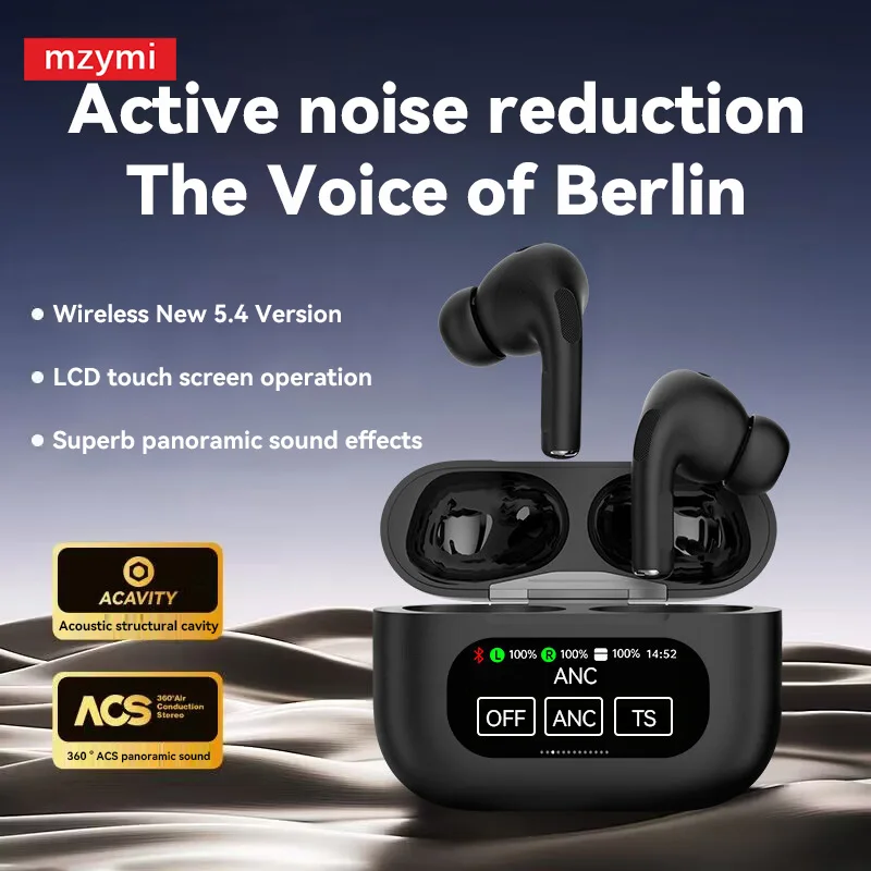 

Mzymi Touch Screen Headphone YX30 Wireless Bluetooth Earbuds Active Noise Cancelling Earphone ANC+ENC Headsets for Android IOS