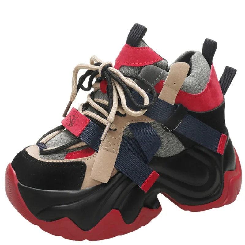 

Женские массивные кроссовки, новинка 2023, осенняя обувь для папы на высокой платформе, женские повседневные кроссовки, вулканизированная обувь на толстой подошве 9,5 см