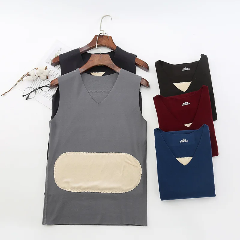 

3Pcs Men Underwear Warm Velvet Vest Tops Winter Thicken Patch Man Men's Vest Undershirt Seamless Base Coat Slim Comfort Top 4XL