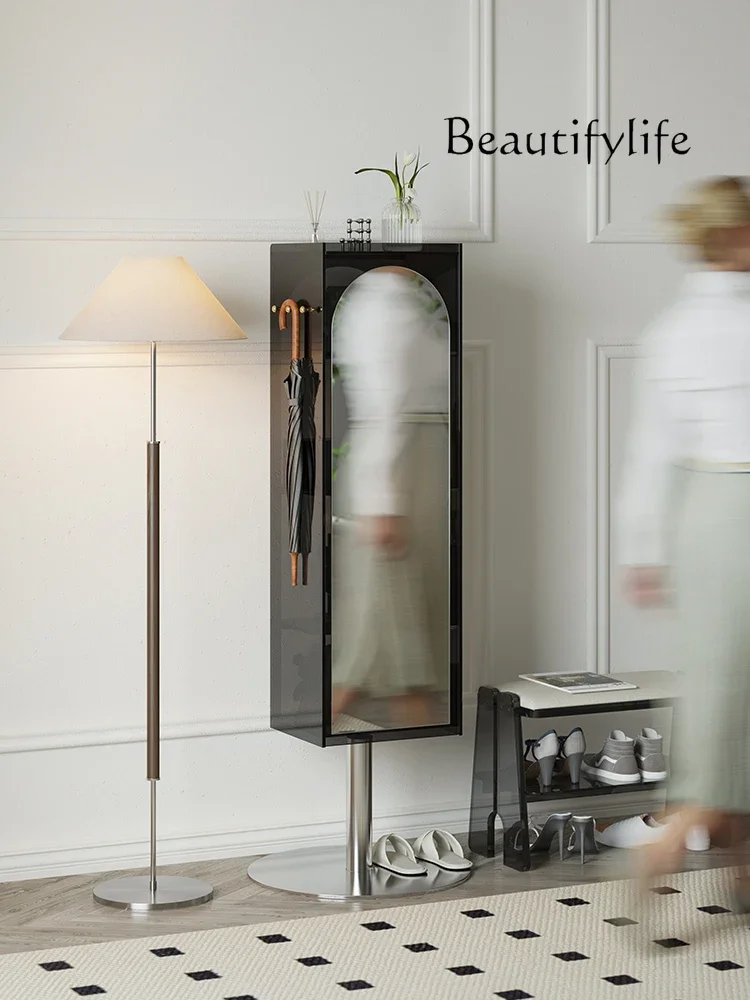 Acrylic floor standing rotating mirror cabinet, living room storage side cabinet, bookshelf, bedroom full-length mirror