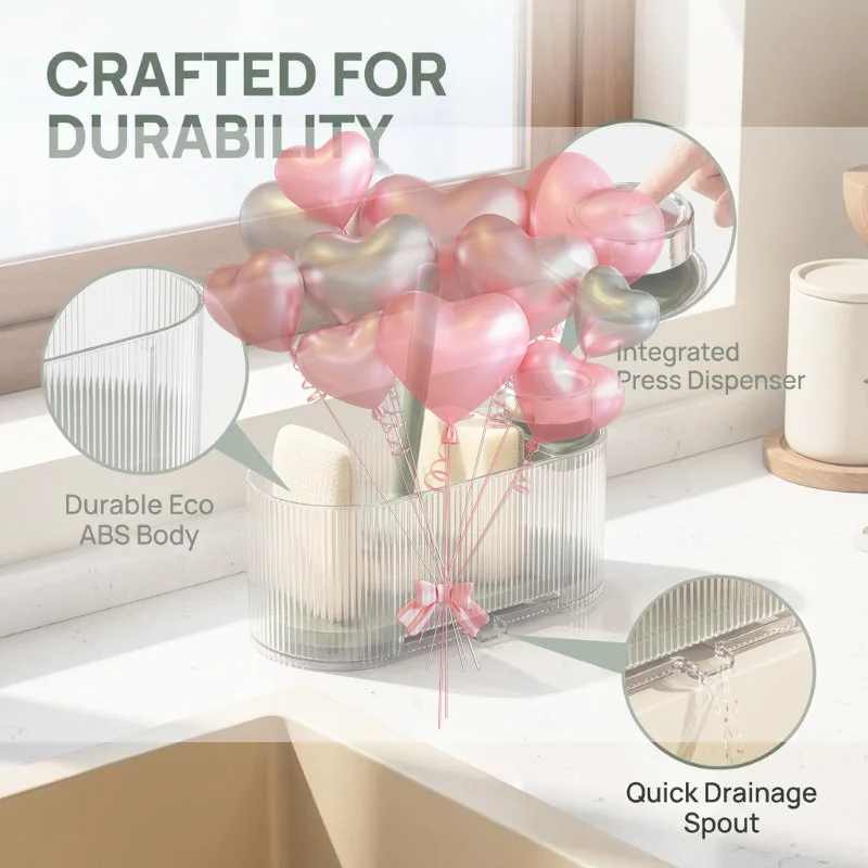 Self Draining Sink Organizer Easy To Assemble Faucet Sponge Soap Holder Tool Free Kitchen Accessory for Quick Installation