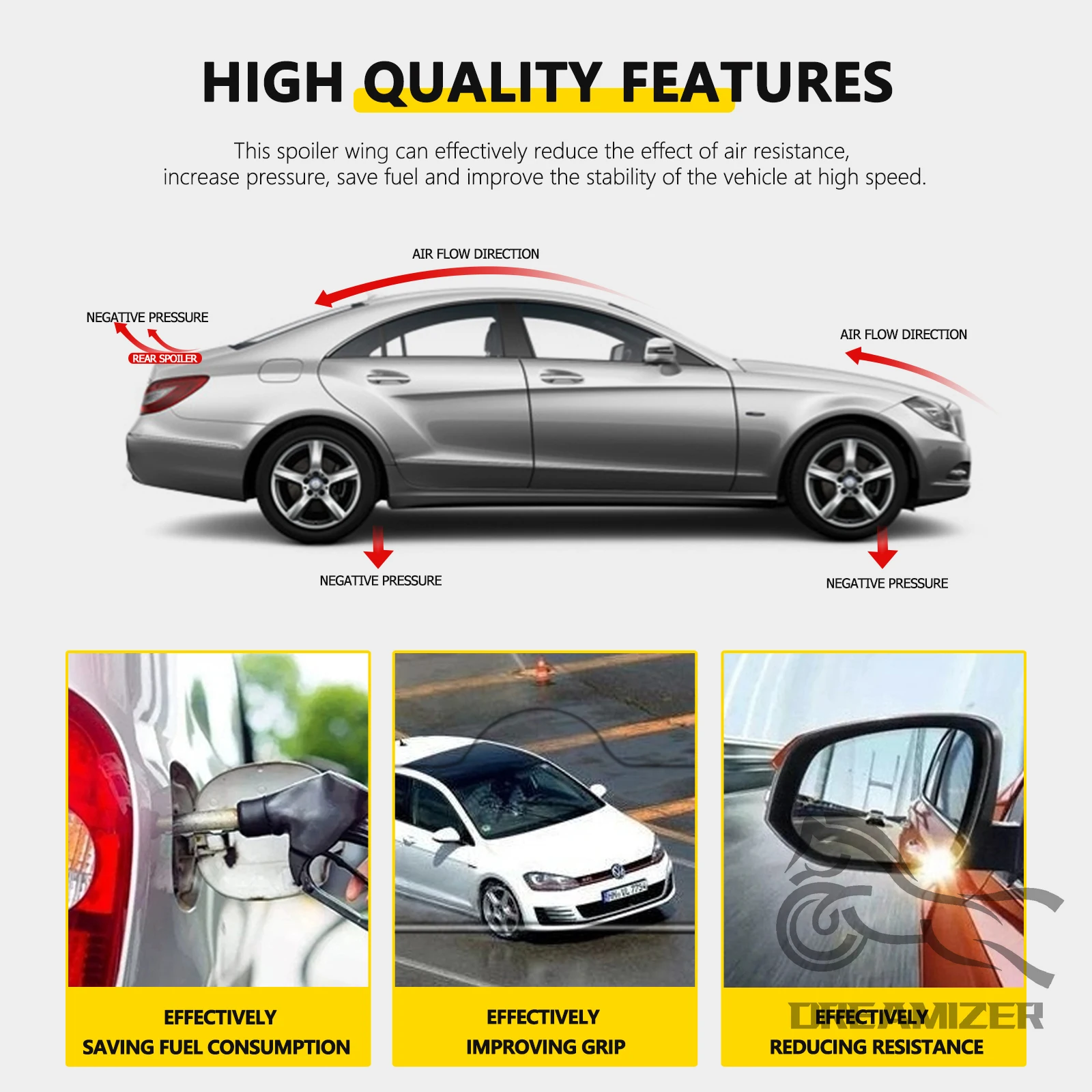 Universal Car Spoiler Roof Rear Tail Wing Trunk DIY Refit Decoration Auto Racing For Peugeot 206 207 Clio 4 Mazda Cx5 Audi A4 B8