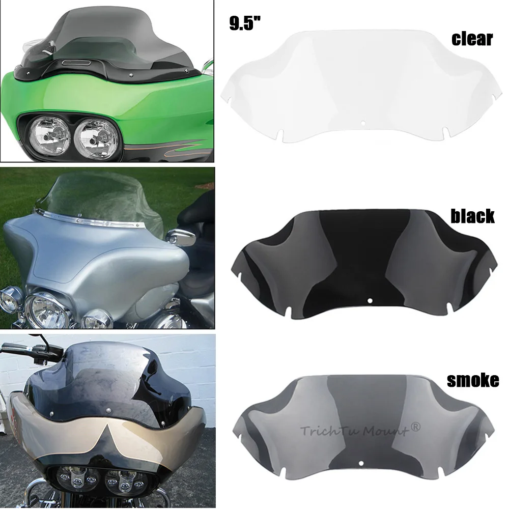 ملحقات الدراجات النارية 9.5 بوصة هدية الزجاج الأمامي منحرف الرياح دخان/واضح لدراجة Harley Road Glide FLTR FLTRX 1998-2013 #1