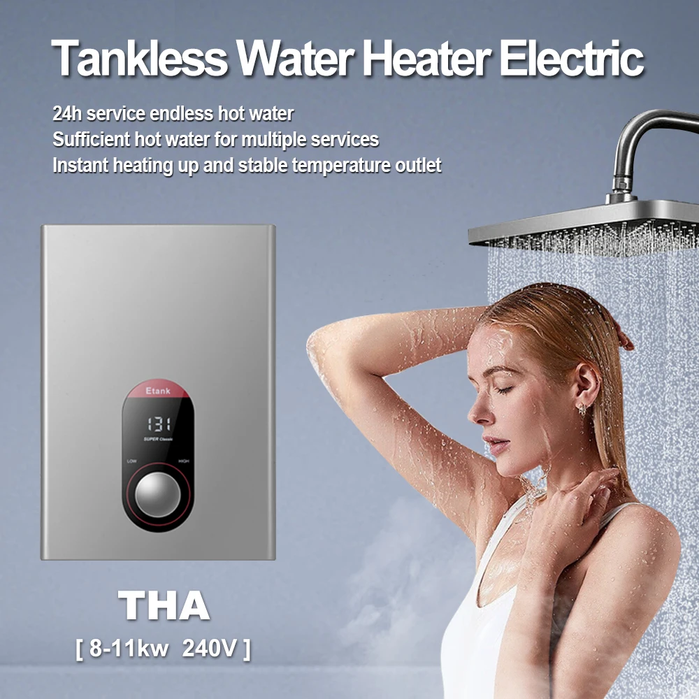 CE Electric Endless Tankless Instant Hot Water Heater Stainless Steel Wall Mounted Electric Portable Water Heater