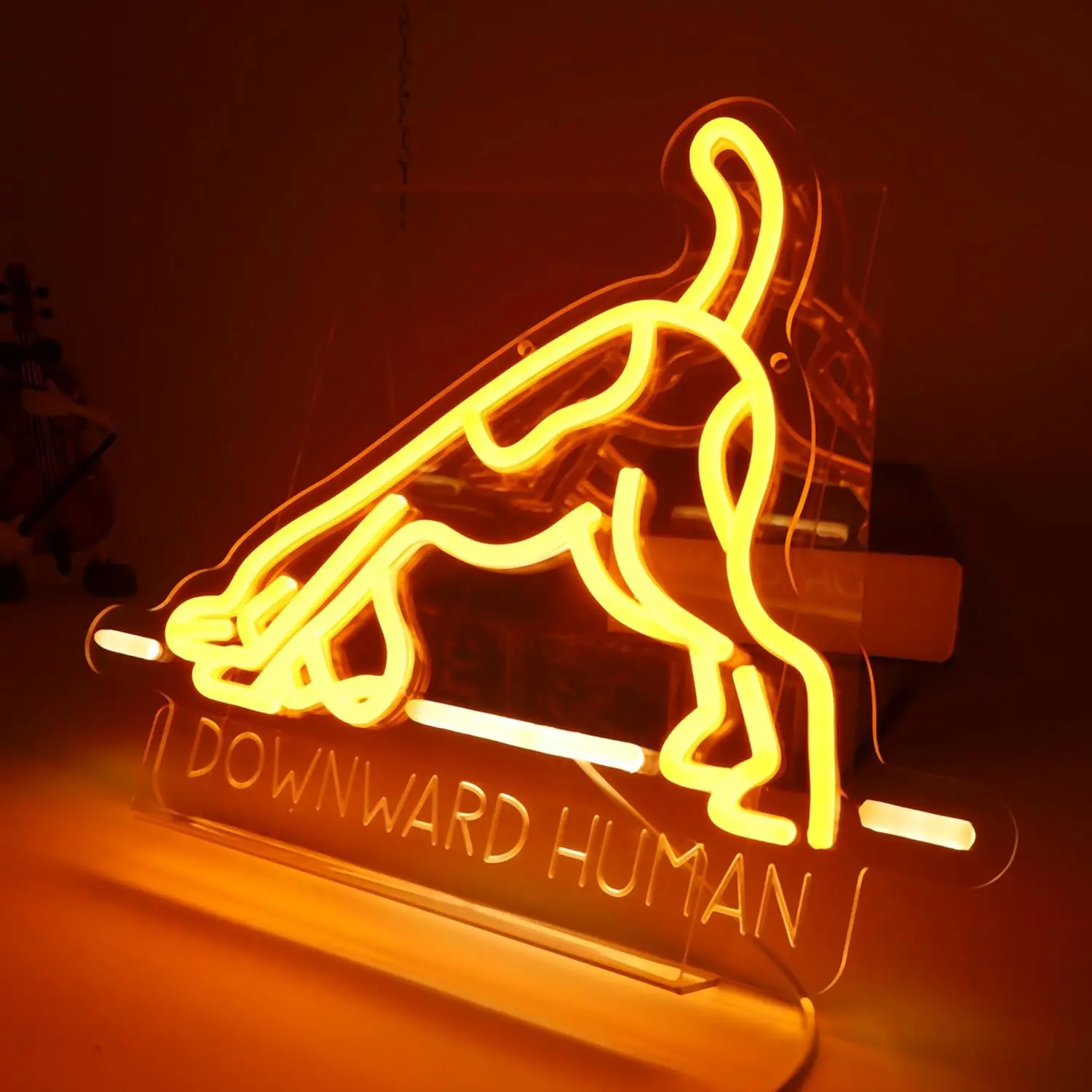 벽걸이용 노란색 강아지 LED 네온사인, 수의사 클리닉, 홈짐, 거실, 카페 장식용 USB 전원 애완동물 미용등