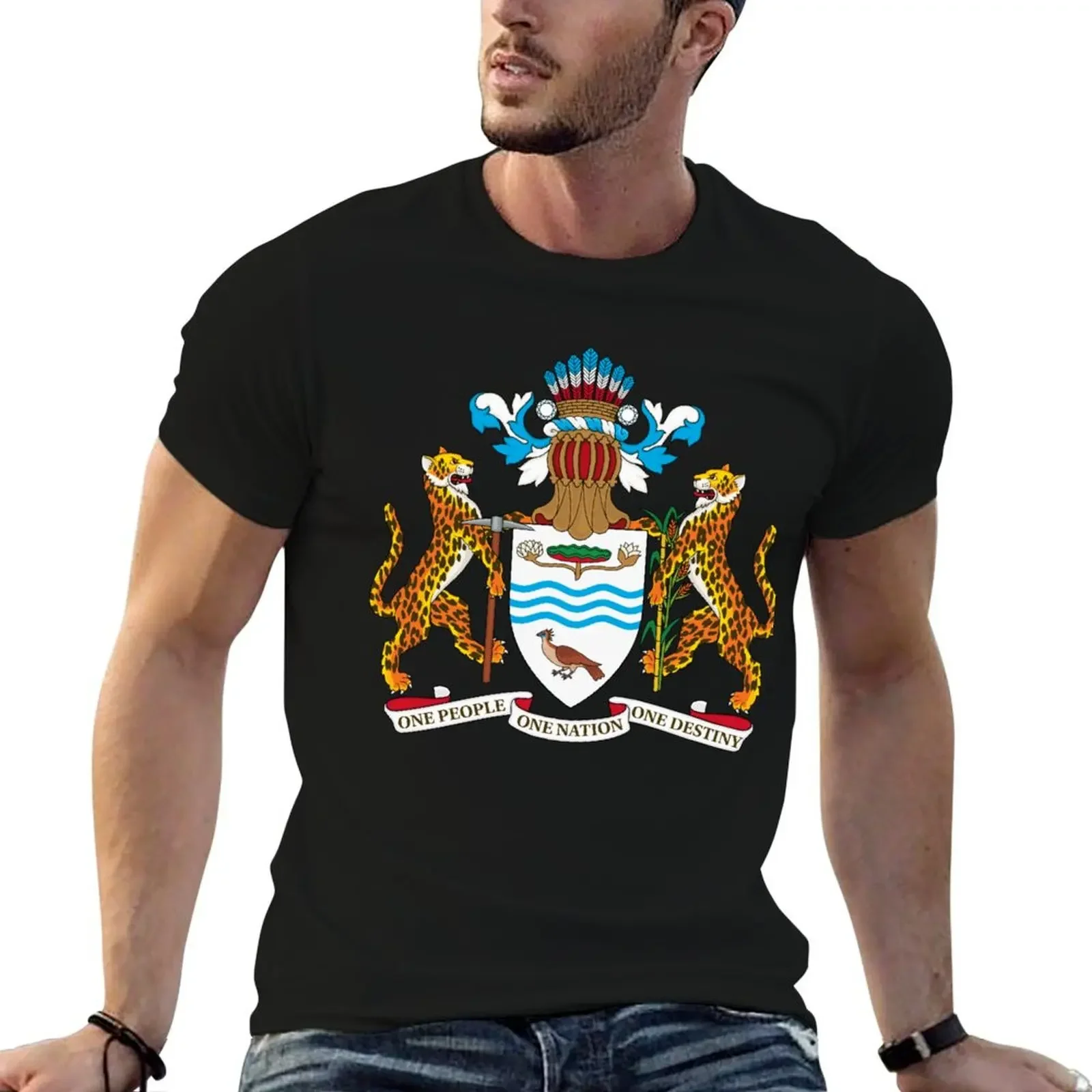 

Coat of arms of Guyana T-Shirt man t shirt blue archive plus size men clothing