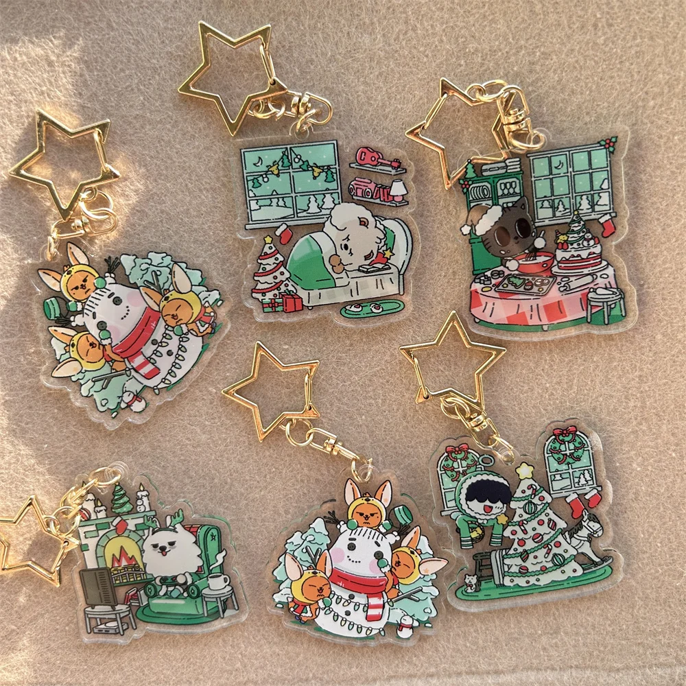 KPOP Idols Acrylic Keychain Cartoon Christmas Keyring Pendant SOOBIN YEONJUN BEOMGYU TAEHYUN HUENINGKAI Bag Accessories Decor