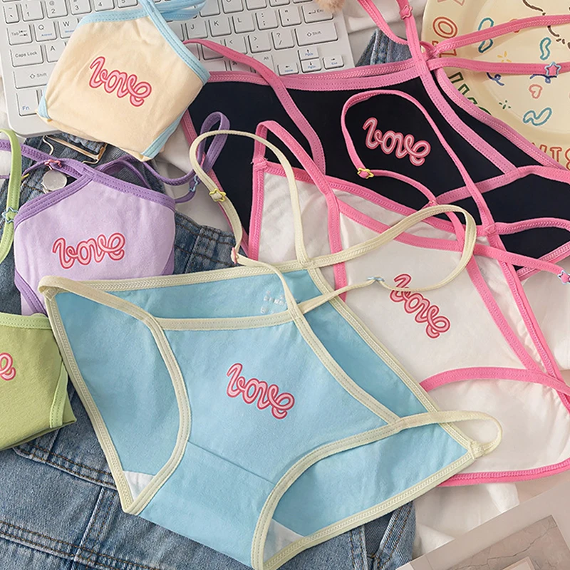 Ropa interior de algodón puro para niña, calzoncillos transpirables de cintura media para mujer