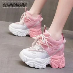 Women's  Platform Chunky Sneakers Woman Fashion Sports Shoes Pink White Sport Sneaker Tennis Female Elegant Zapatillas Lace-up