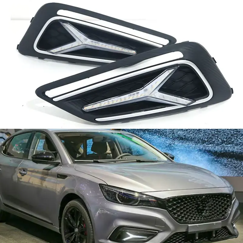 

1 Pair DRL for MG6 MG 6 2017 2018 2019 2020 Fog Lamp Covers Car LED Daytime Running Lights White Yellow Blue Running Turn signal