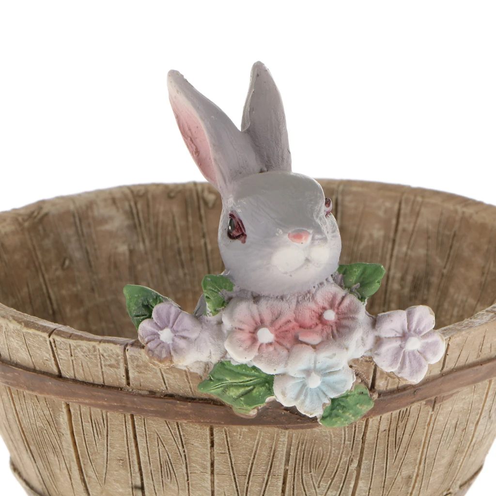 Creative Flower Pot Gray Rabbit Succulent Planter Cute Animal Decorative Resin Plant Pot for Home Garden Balcony Decors