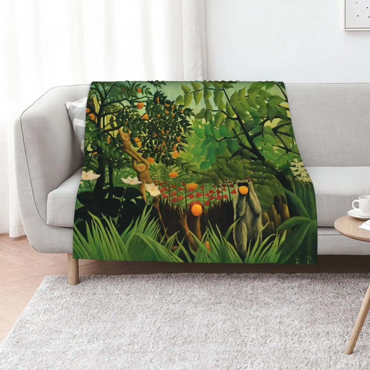 

Henri Rousseau Exotic landscape, 1910 Throw Blanket Beach Fashion Sofas Hair blankets ands Blankets