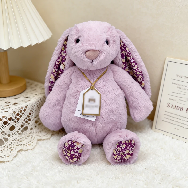 New JC Platinum Edition Pink Floral Rabbit Plush Toy, Children's Comfort Plush Doll, Pink Floral Rabbit, Birthday Gift