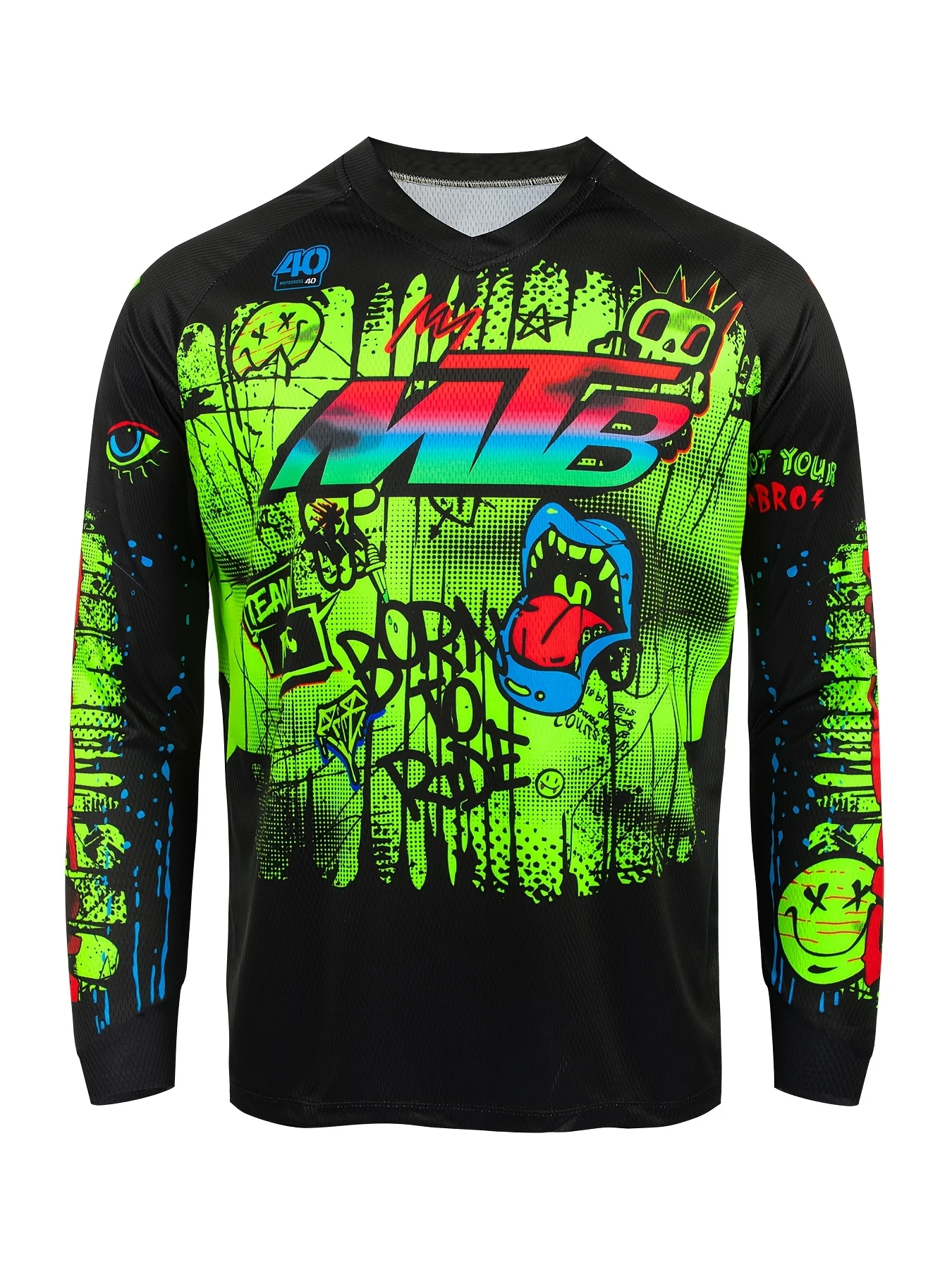 Graffiti MTB Motocross Langarmtrikot, Familien-Set, Offroad-Dirt-Bike-Renn-Sporttrikot, bedrucktes Freizeit-Outdoor-Reit-Oberteil – Detail 7