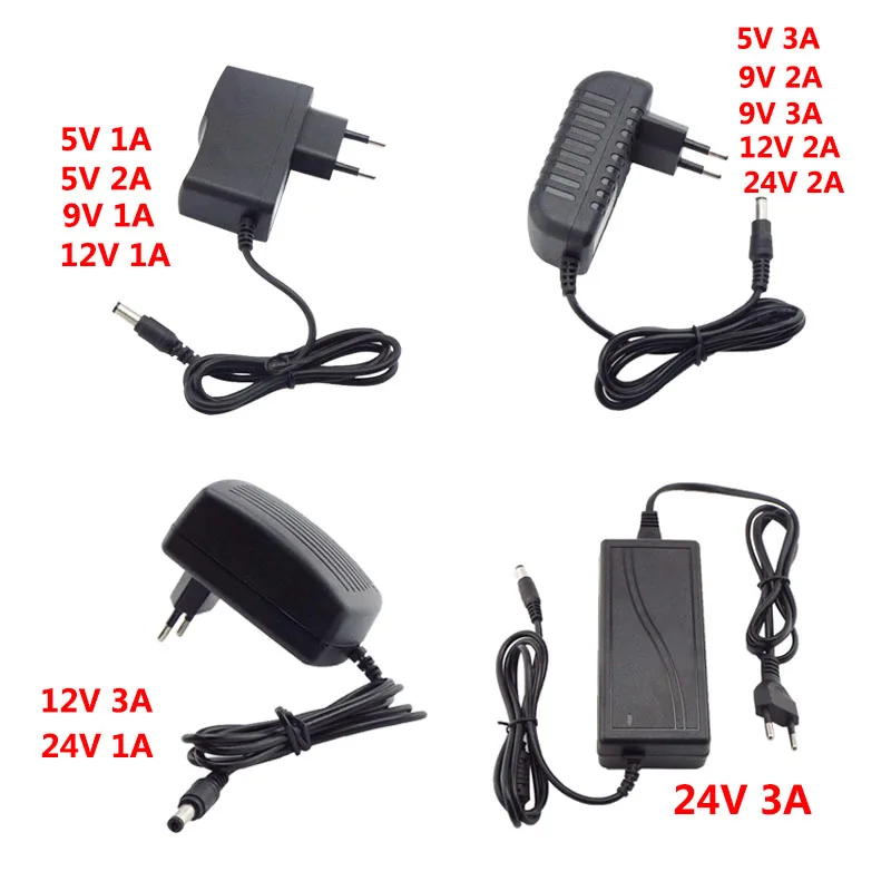 AC 100-240V to DC 5V 9V 12V 24V 1A 2A 3A Power Adapter Universal Transformer Charger Supply For LED Light Strip CCTV Camera P1