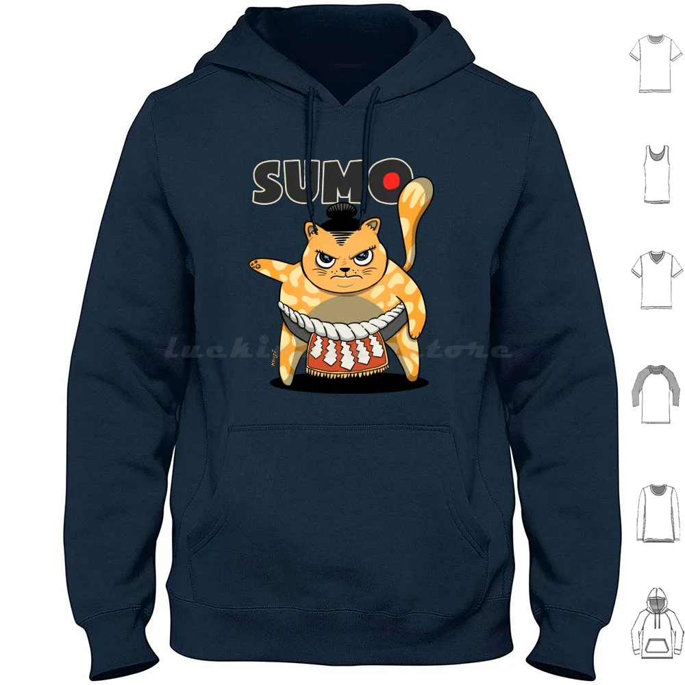 Sumo Wrestler Cat Yokozuna Neko Sudadera con capucha naranja Algodón Manga larga Sumo Cat Maru Kat Nala Cat Oskar y Klaus Oh Long Johnson