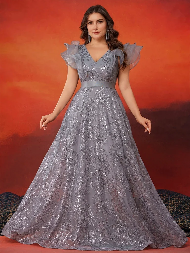 robes-de-soiree-elegantes-pour-femmes-grande-taille-luxe-col-en-v-manches-a-volants-gris-sequins-dos-en-v-pour-mariage-fete-bal-cocktail