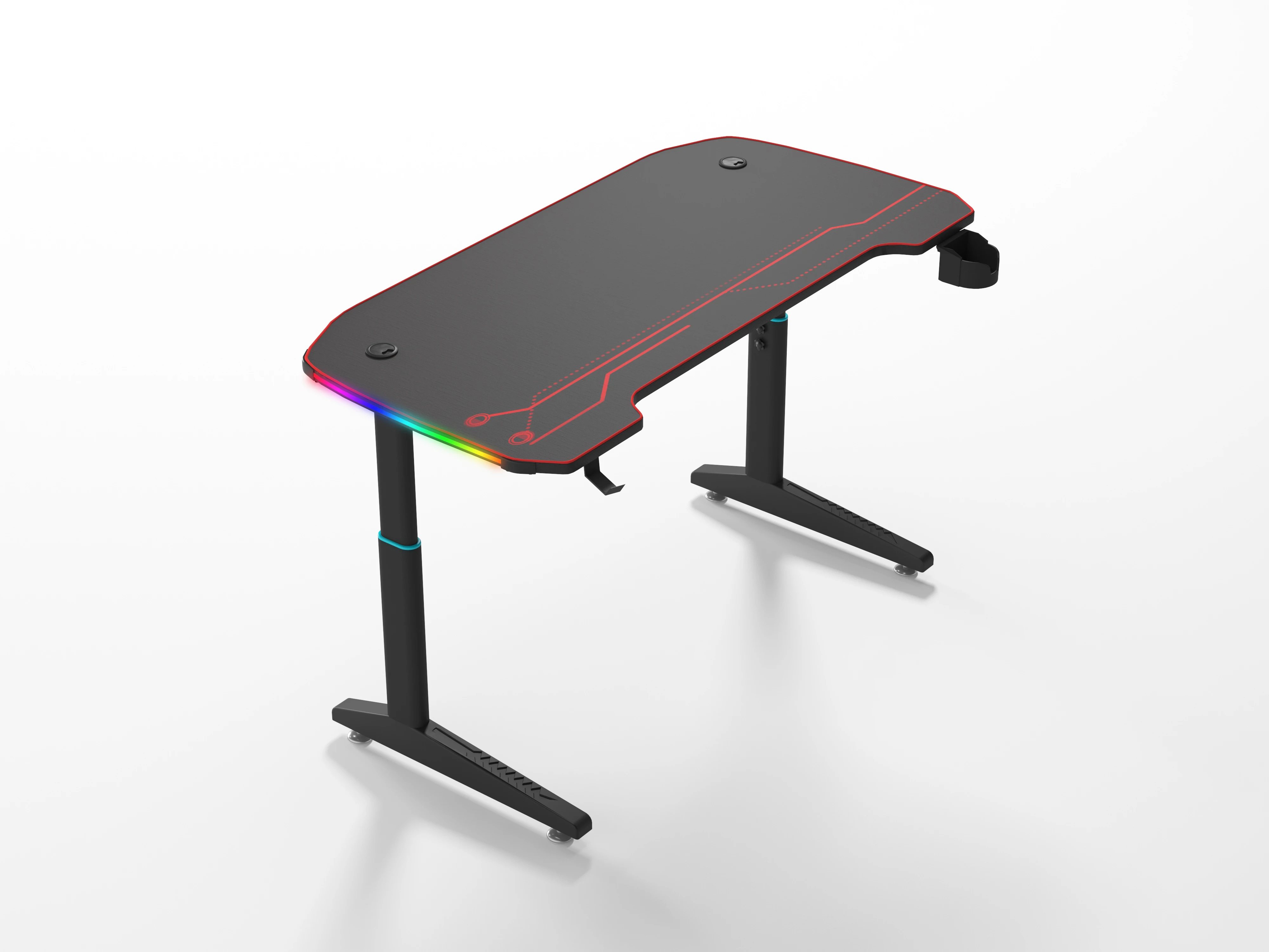 Modern-style Furniture Hand Lift Height Adjustable Desk with RGB LED High-quality Game Computer Table Gaming Room Desk