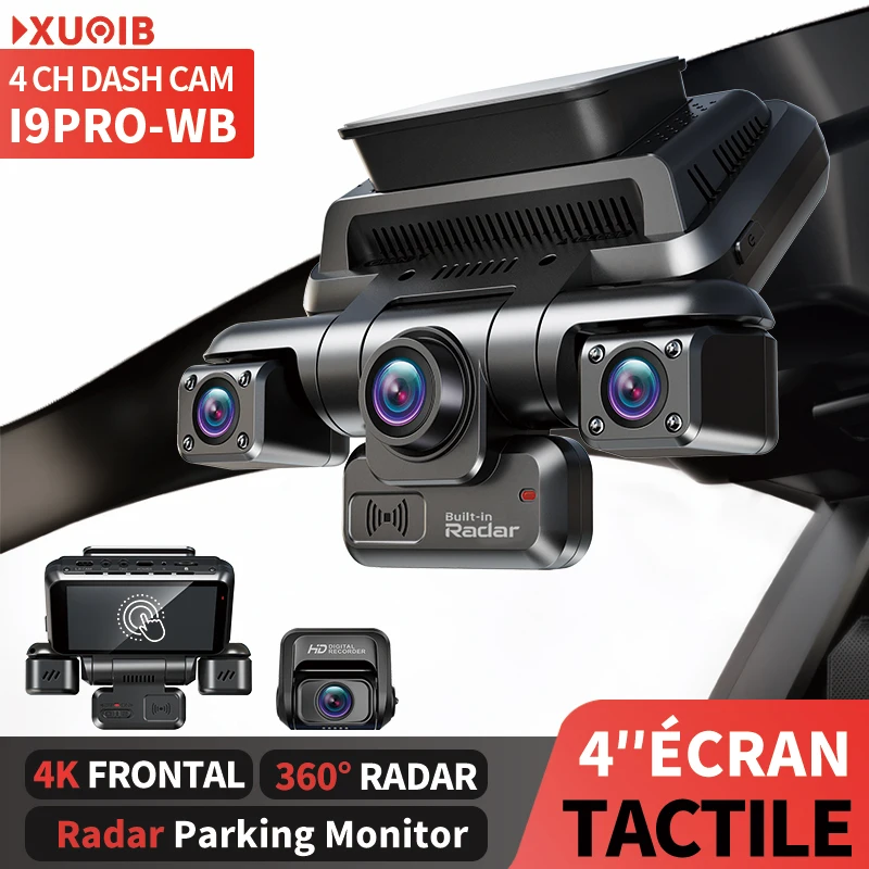 XUOIB 4CH GPS caméra de tableau de bord i9pro-wb frontal 4K/2K+3*1080P pour dashcam voiture DVR 360 24H moniteur de stationnement,WiFi camaras para automóviles,IR Vision nocturne,g-sensor,256Gmax