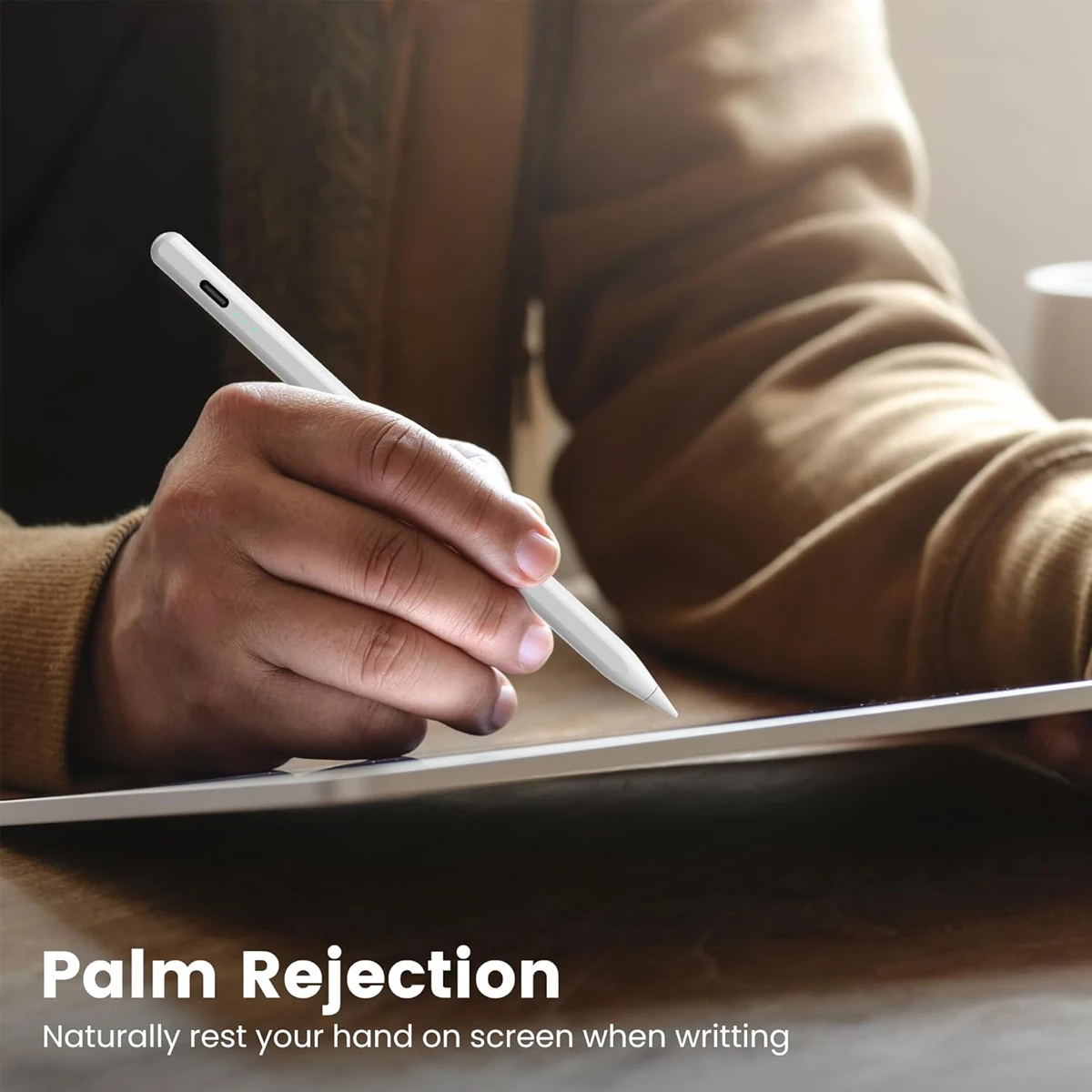 قلم رصاص لجهاز Apple iPad 2018-2025 لجهاز iPad 11/10/9/8/7th Gen، Pro 12.9/11/13 بوصة M4، Air 3/4/5/M2/M3، Mini 5/6th، أبيض