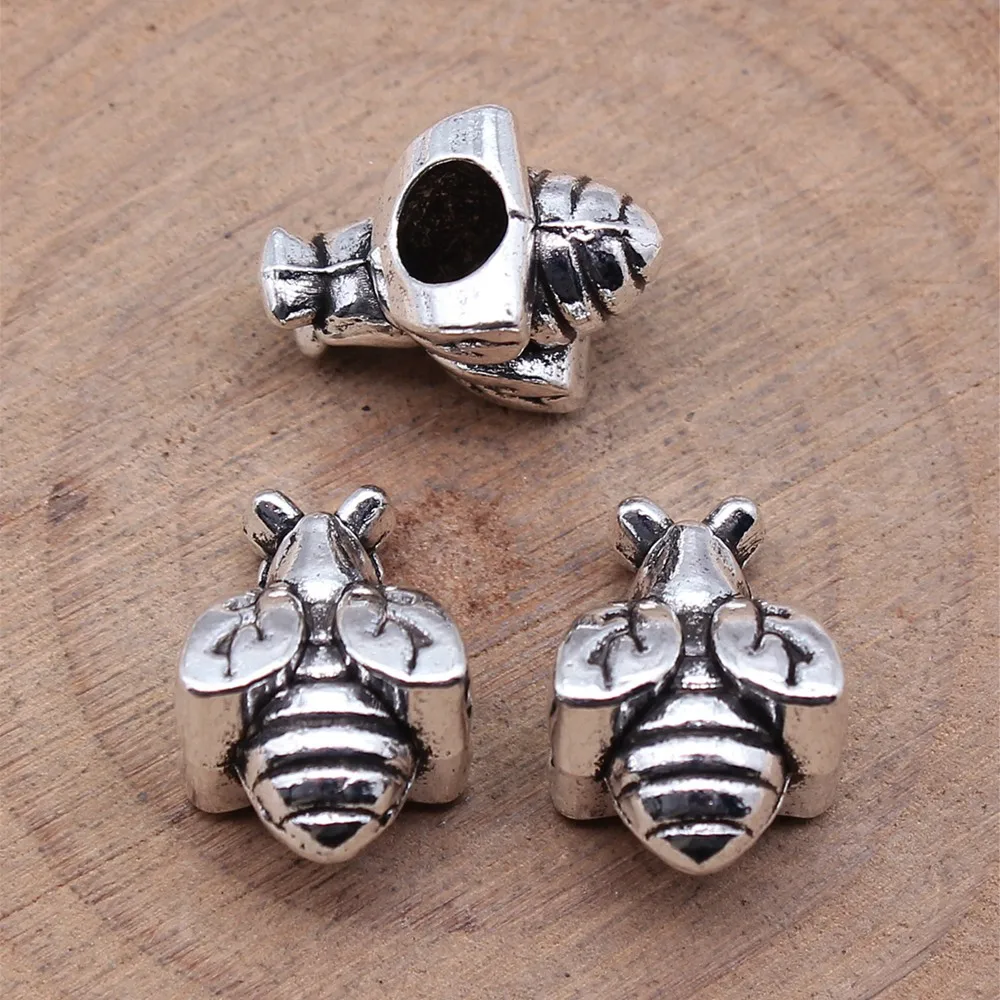 Men Accessories Bee Big Hole Beads Charms For Jewelry Making 16x11.4x9.2mm 10pcs