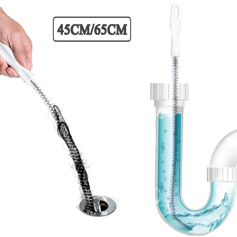 

45cm/65cm Flexible Drain Hair Snake Clog Remover Sink Bathroom Tub Cleaner Drain Brush Sewer 2024 Pipe Dredging Cleaning Tools