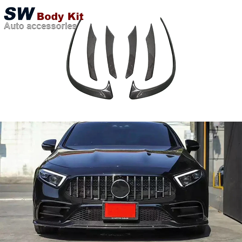 

Carbon Fiber CFront Bumper Lip Decoration Diffuser Splitter Fins Body Spoiler Canards For Mercedes-Benz CLS W257 CLS53 2020+