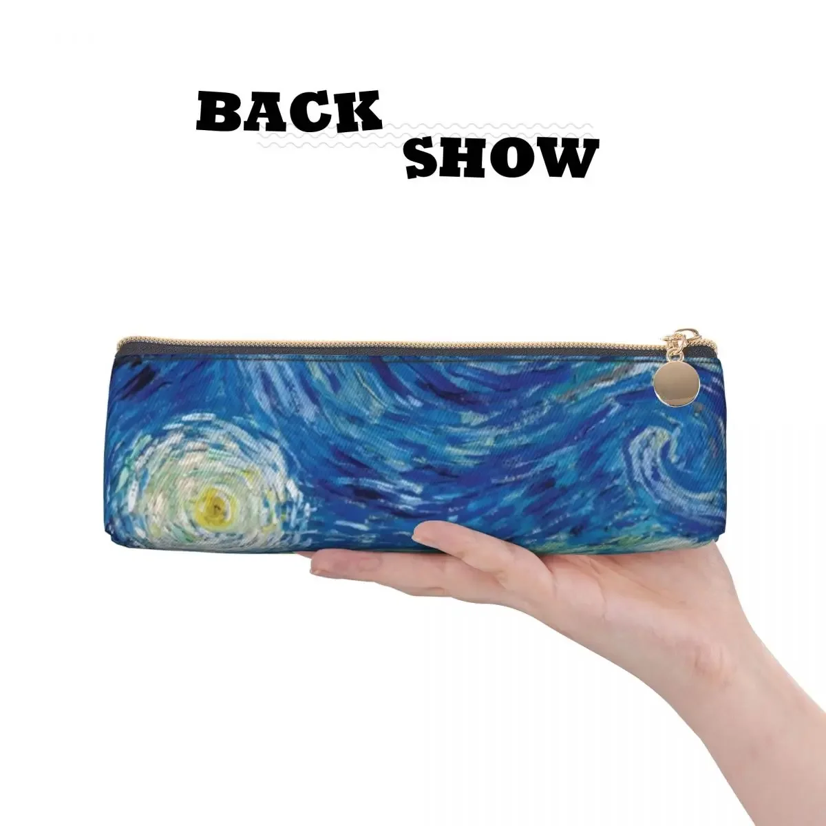 Abstract Galaxy Triangle Pencil Case Vincent Van Gogh ry Night Back to School  Box For Child Retro Leather Pen Pouch