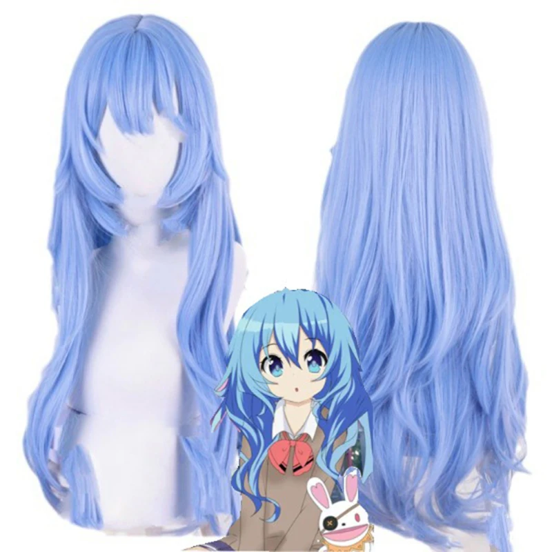 Himekawa Yoshino Role Long Curly Hair Ball Evening Dress Match Colorful Straight Bangs Long Hair Anime DATE A LIVE Cos Wig