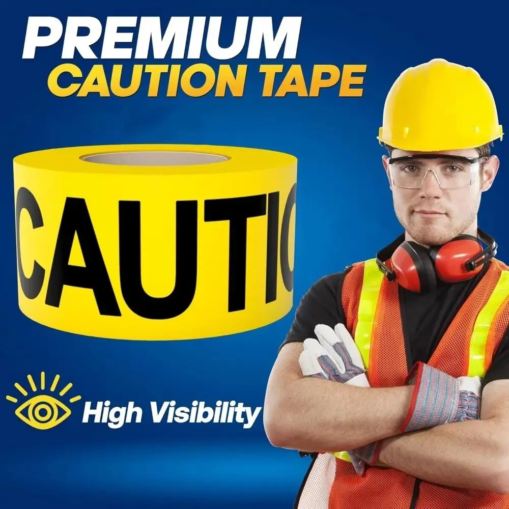 

Premium Yellow Caution Tape Bold Black Text Thickened PE Warning Tape Bold Lettering Red Color Isolation Line Horror Party