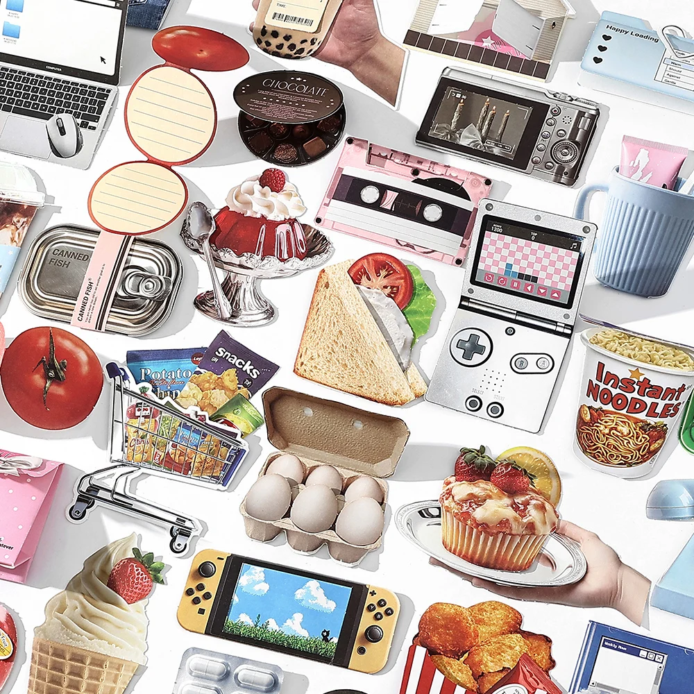 4 نمط 20 قطعة/حقيبة ملاحظات لاصقة ممتعة سلسلة ثانية المواد كتاب لطيف الغذاء كتيب مذكرات DIY بها بنفسك مواد الديكور بطاقات الورق