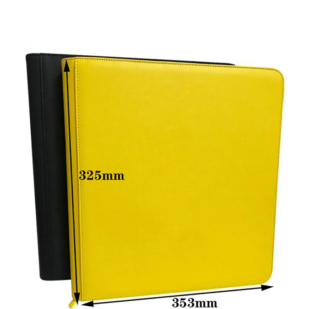 PU Leather 480 Pockets Cards Binder TCG Game Zipper Card Album With 12 Sealed Fixed Pockets Pages For MG/PKM/FOW/YGO