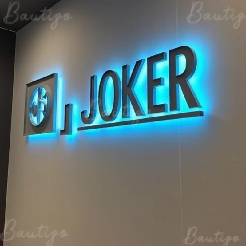 Custom 3D LED Illuminated Metal Letters Sign Backlit For Business Storefront Outdoor Waterproof Light Up Advertising Signage