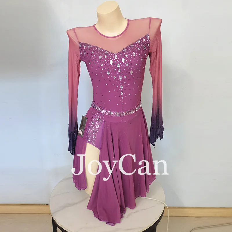 

JoyCan Ice Figure Skating Dress Girls Purple Spandex Stretchy Competition Dance Wear Customized