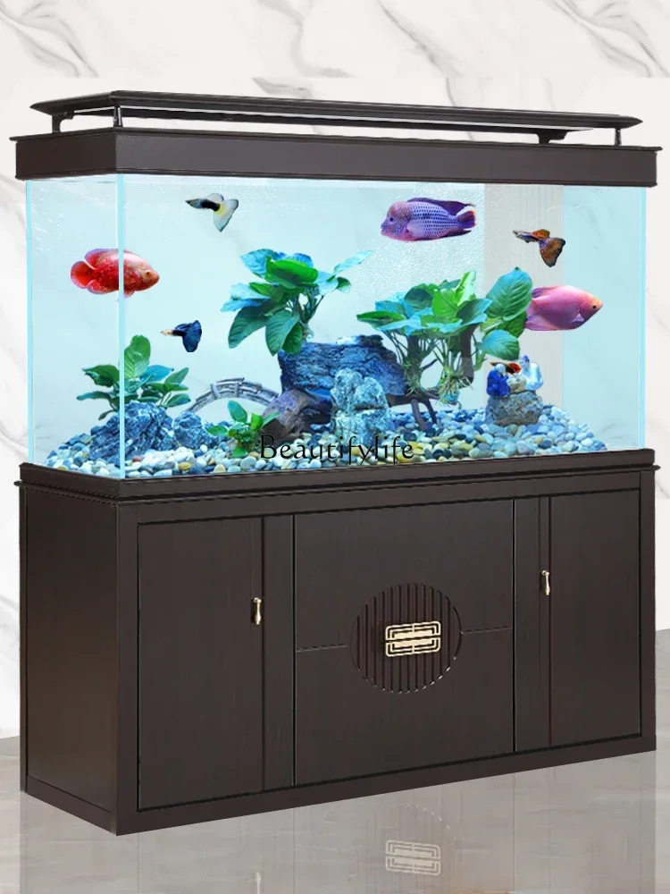 Super White Fish Tank Living Room Large and Medium Size Home Partition Screen Fish Globe Modern Light Luxury