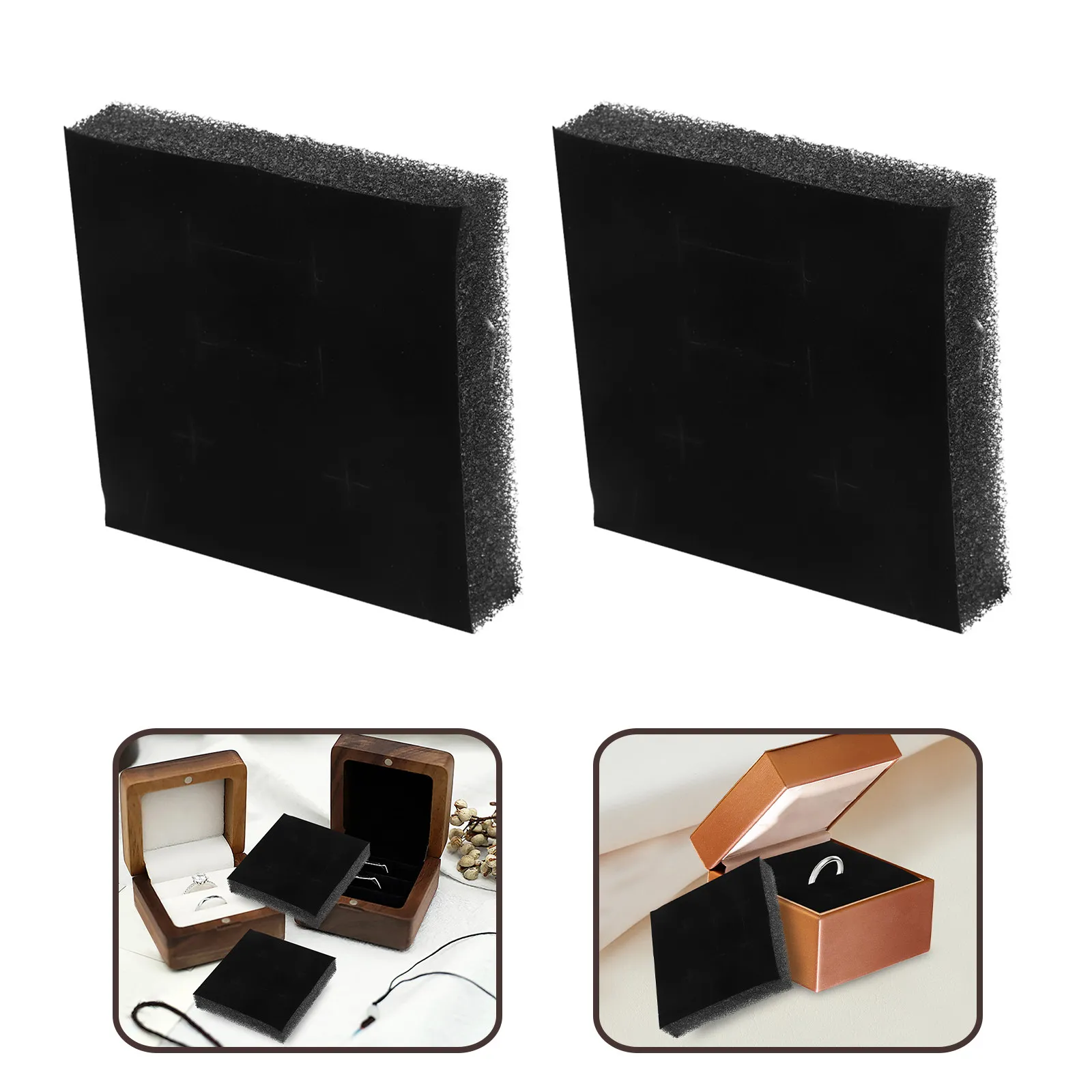 24pcs Jewelry Box Insert Sponge Pads Jewelry Box Lining Sponge Inserts Black Foam Holder For Ring Earrings Brooches Storage