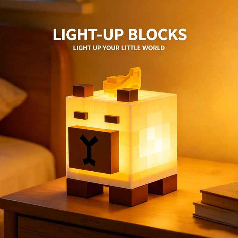 Pixel cute pet night light with timer that automatically turns off and charges. Educational jigsaw puzzle toy for children. Gift