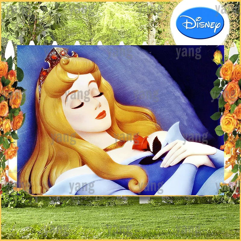 Disney Romantic Sleeping Beauty Princess With A Rose Cartoon Backdrop Birthday Party Custom Cute Photography Backgrounds Banner