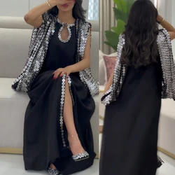 Jersey personalizado con lentejuelas, compromiso, cuello redondo recto, vestido para ocasión a medida, vestidos por debajo de la rodilla, Arabia Saudita