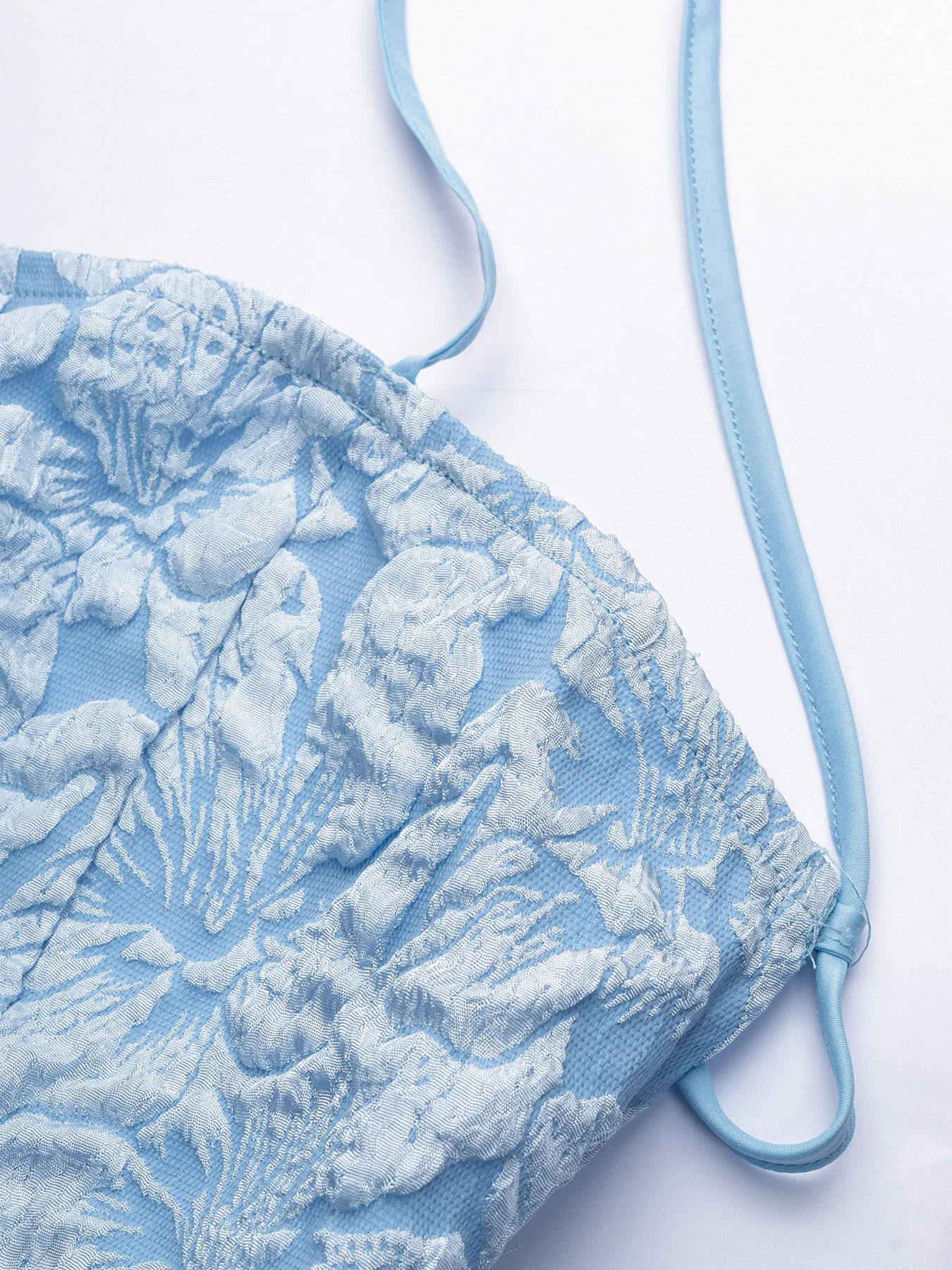 Women's Spring Summer Light Blue Spaghetti Strap Strapless Jacquard Mermaid Maxi Evening Party Dress