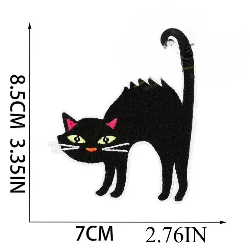 ملصق قماشي مطرز على شكل قطة شبح للهالوين، ملصق رقعة على شكل قلعة رعب، ملصق تطريز ساحرة، مضرب مصاص دماء #1