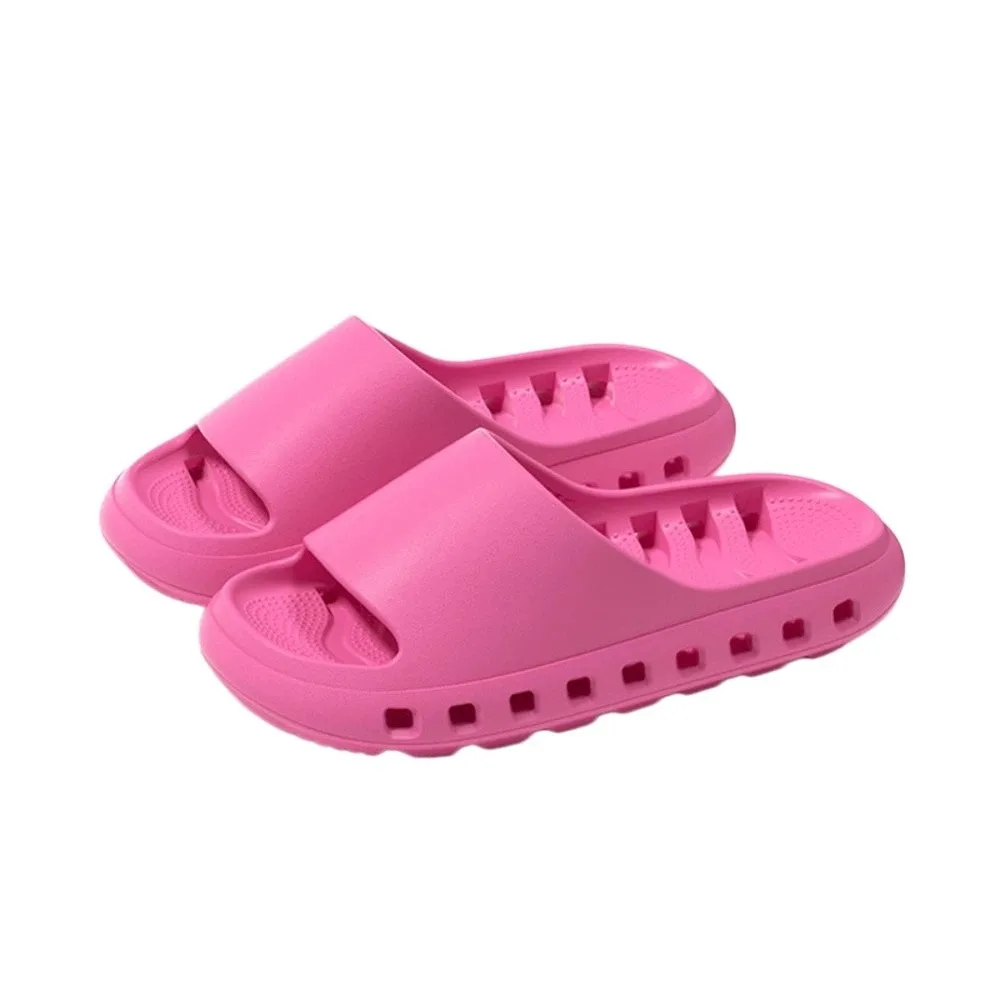 Non-slip EVA Thick Sole Slippers Lightweight Comfort Bathroom Slippers Hollow Out Quick-drying Beach Sandals for Men and Women